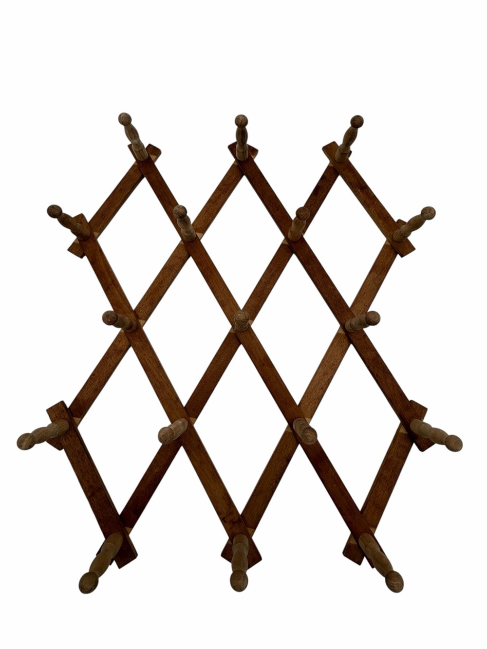 vintage Rack for Wall with 17 Hooks, Wooden, Expandable Coat Rack Wall ,